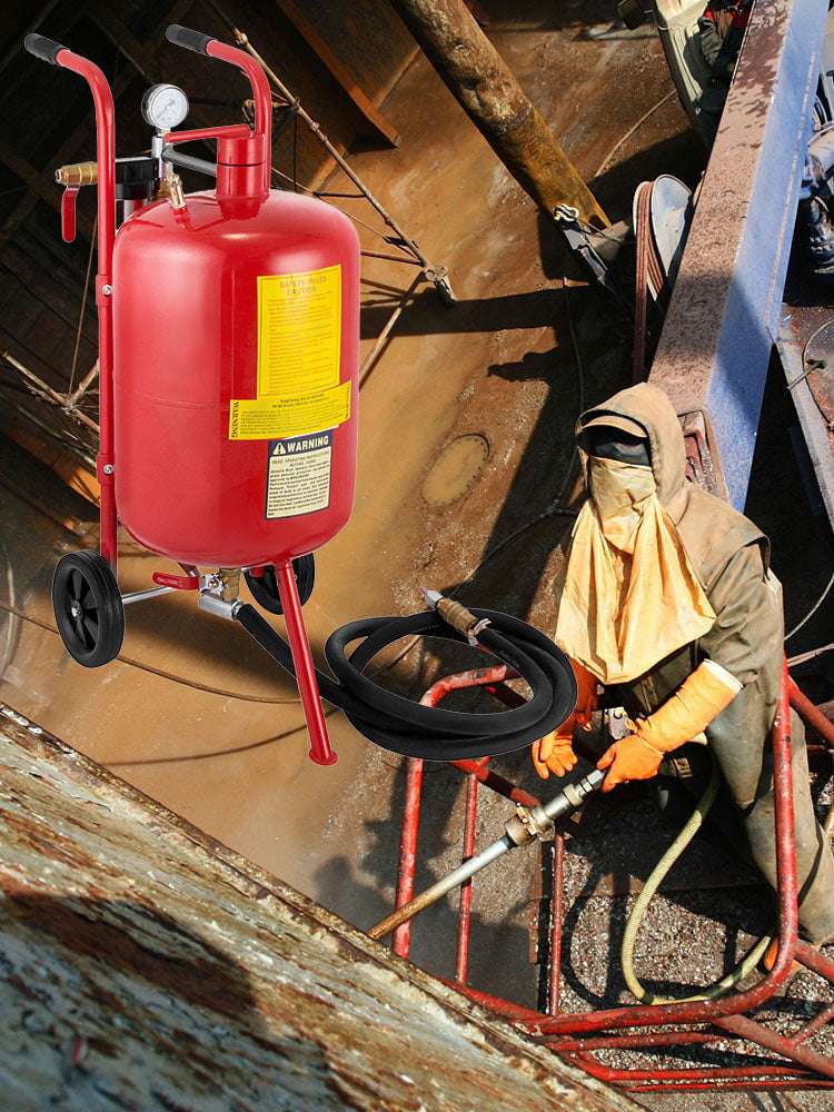 Bærbar 10 Gallon Sandblæser 125 PSI Trykblæsningssæt