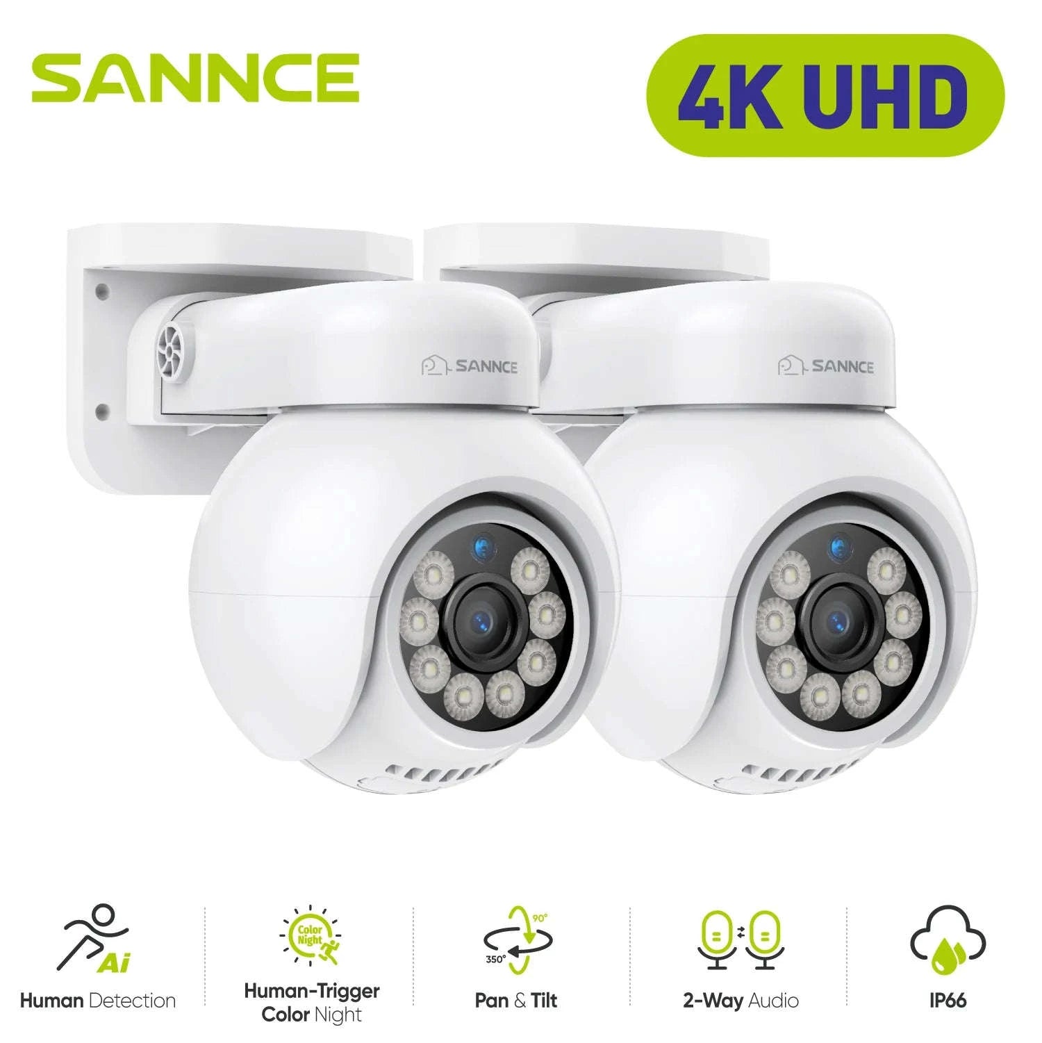 SANNCE 4K PoE Security Camera with Audio, Night Vision, IP66-1Pc Camera / spain