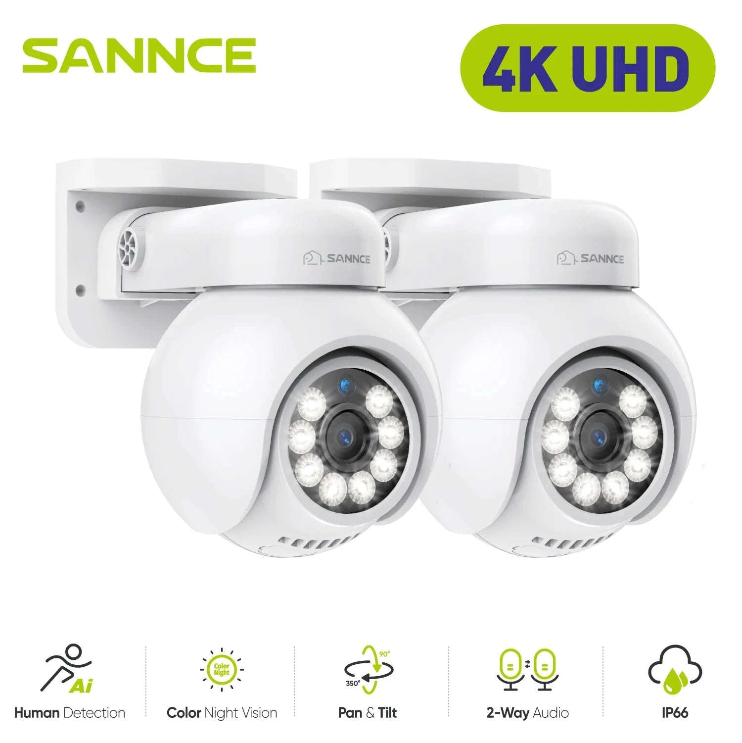 SANNCE 4K PoE Security Camera with Audio, Night Vision, IP66-1Pc Camera / spain