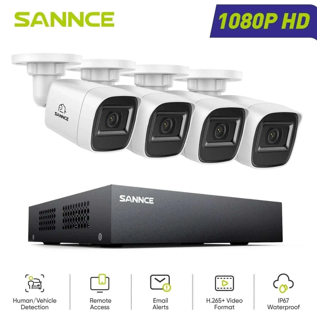 SANNCE 8CH 1080P Security Camera System with Night Vision-8pcs cam / 2T / United Kingdom