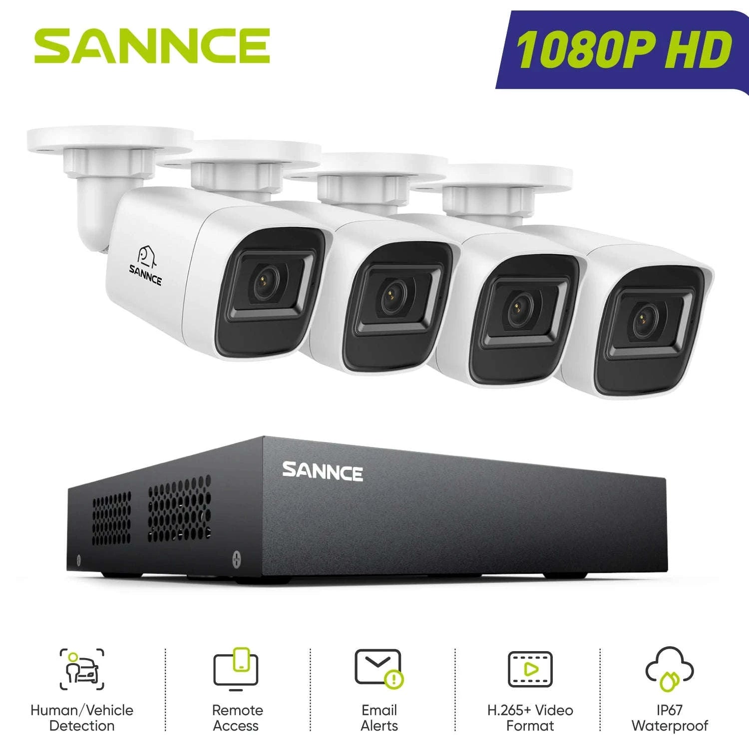 SANNCE 8CH 1080P Security Camera System with Night Vision-8pcs cam / 2T / United Kingdom