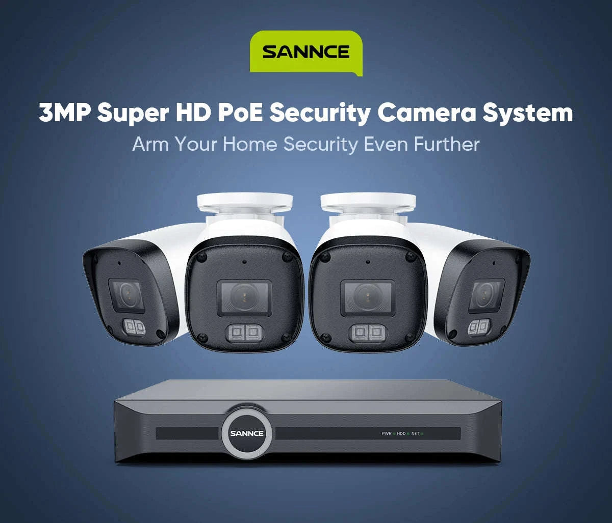 SANNCE 8CH NVR 3MP 4-Camera PoE Security System-United States / 4T