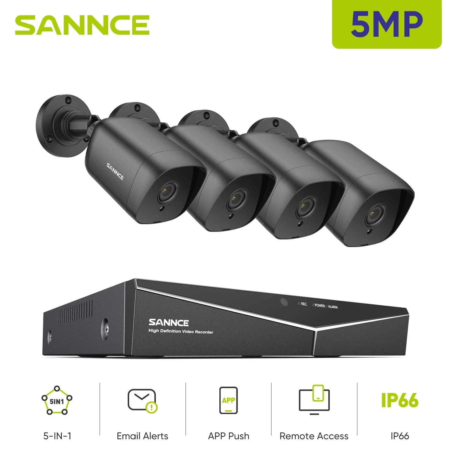 SANNCE 8CH Security CCTV System with 4 x 5MP Cameras-2T / spain