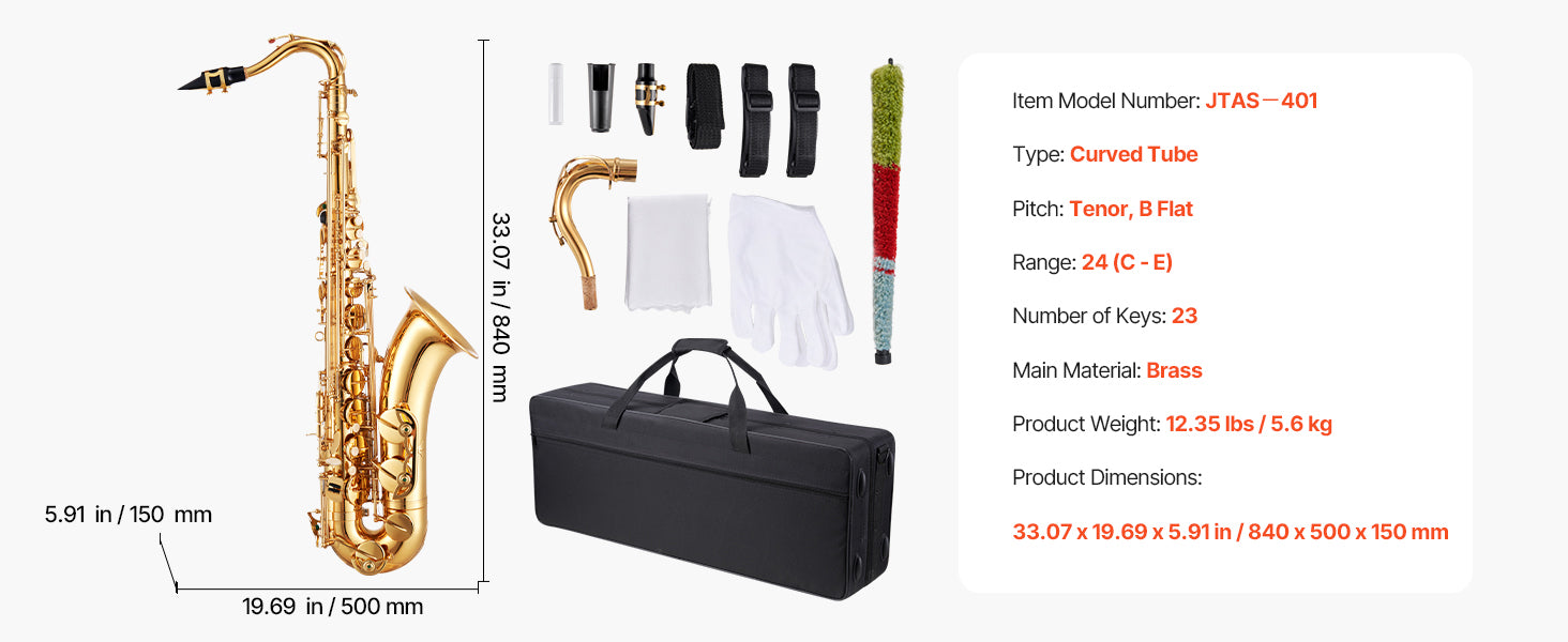 Beginner Alto or Tenor Saxophone Kit with Case & Accessories