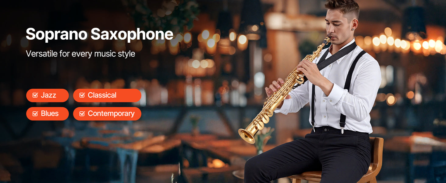 Straight Soprano Saxophone B Flat 23 Keys Beginner Kit