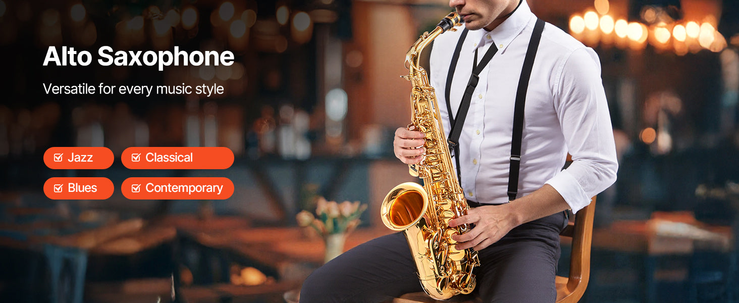 Beginner Alto or Tenor Saxophone Kit with Case & Accessories