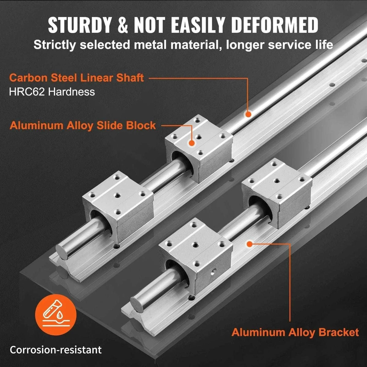 SBR Linear Guide Rails Kit with 4 Bearing Blocks for CNC DIY-spain / SBR16 2000MM