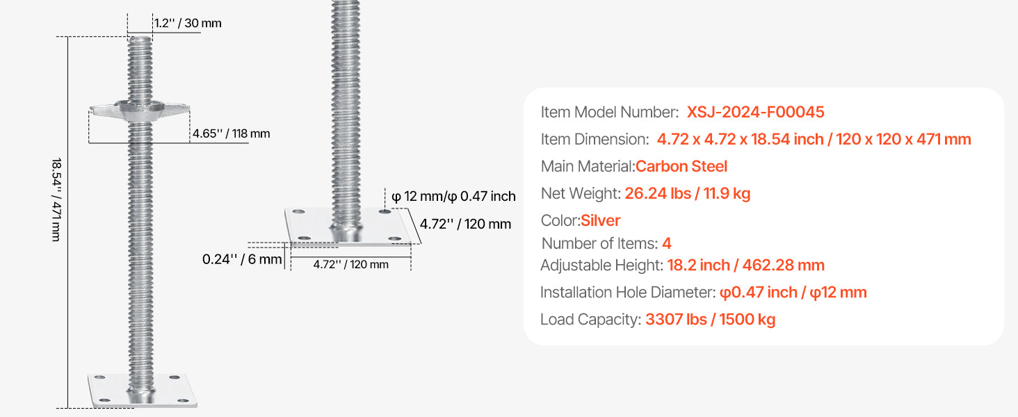 6ft Scaffolding Safety Guardrail System with Carbon Steel Frame