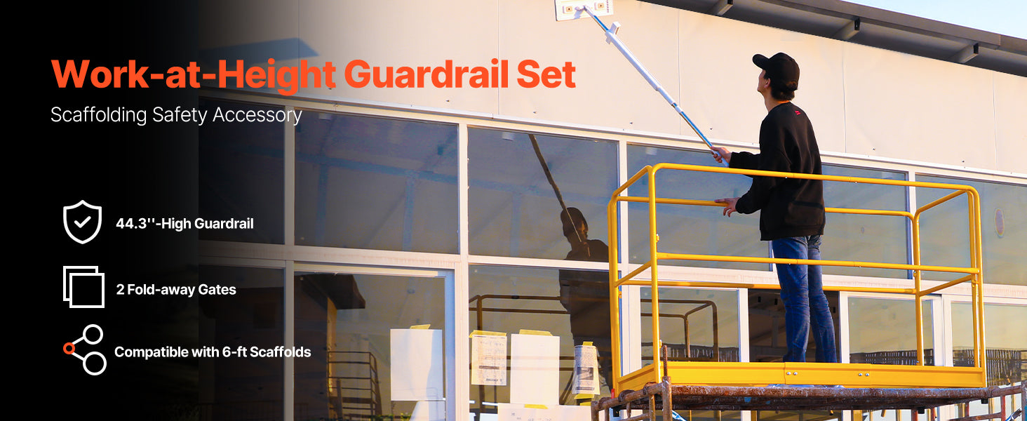 6ft Scaffolding Safety Guardrail System with Carbon Steel Frame