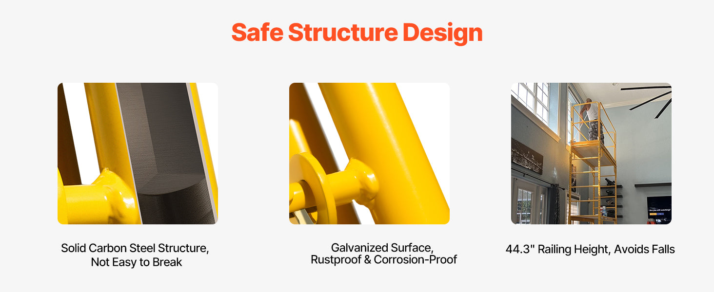 6ft Scaffolding Safety Guardrail System with Carbon Steel Frame