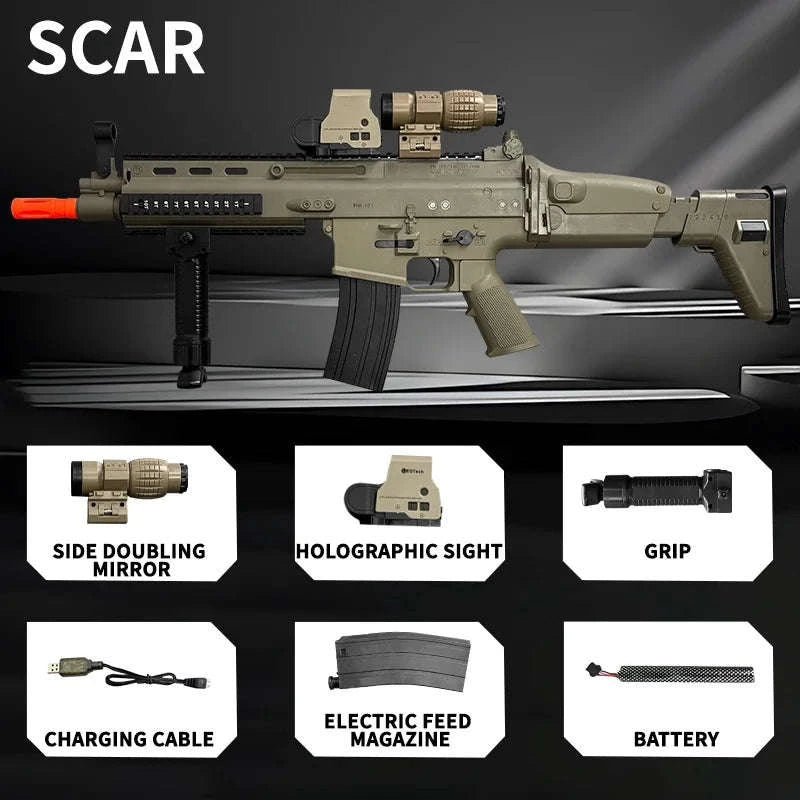 SCAR Electric Gel Ball Gun 7.4V High-Speed Auto Shooting Toy-sand color / United States