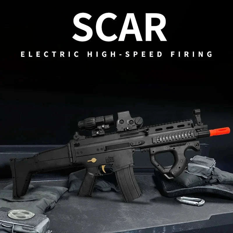 SCAR Electric Gel Ball Gun 7.4V High-Speed Auto Shooting Toy-sand color / United States