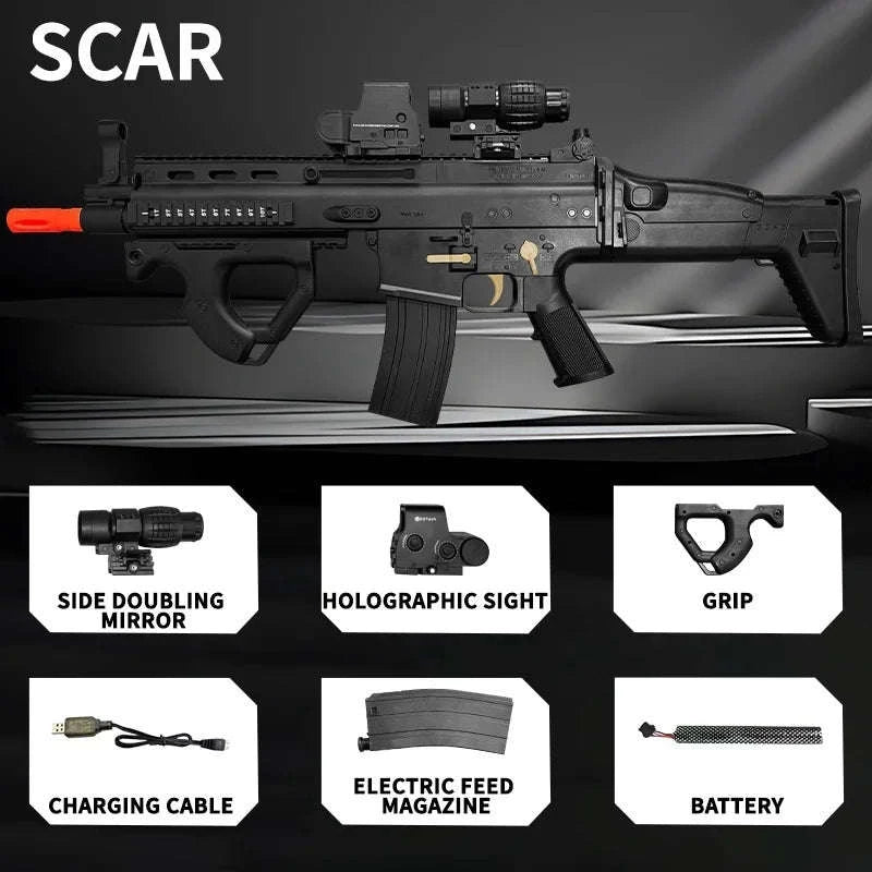 SCAR Electric Gel Ball Gun 7.4V High-Speed Auto Shooting Toy-sand color / United States