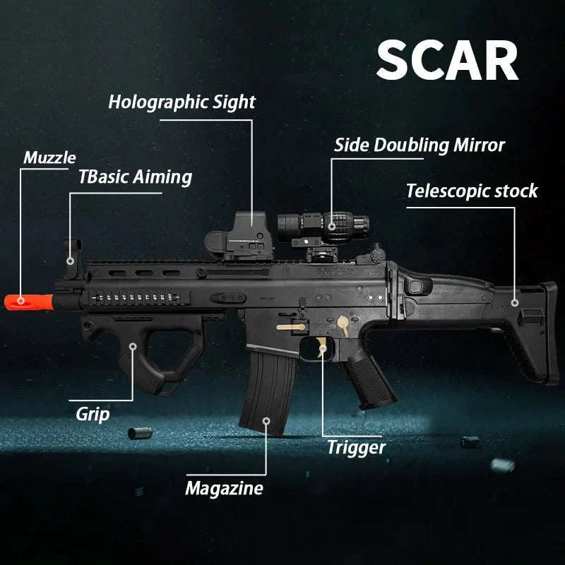 SCAR Electric Gel Ball Gun 7.4V High-Speed Auto Shooting Toy-sand color / United States