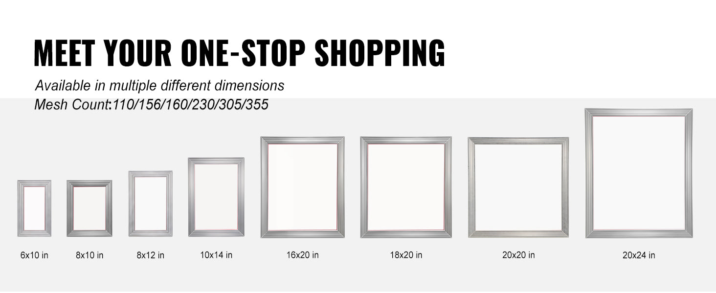 20x20in Aluminum Screen Printing Frame Kit with 110 Mesh Set