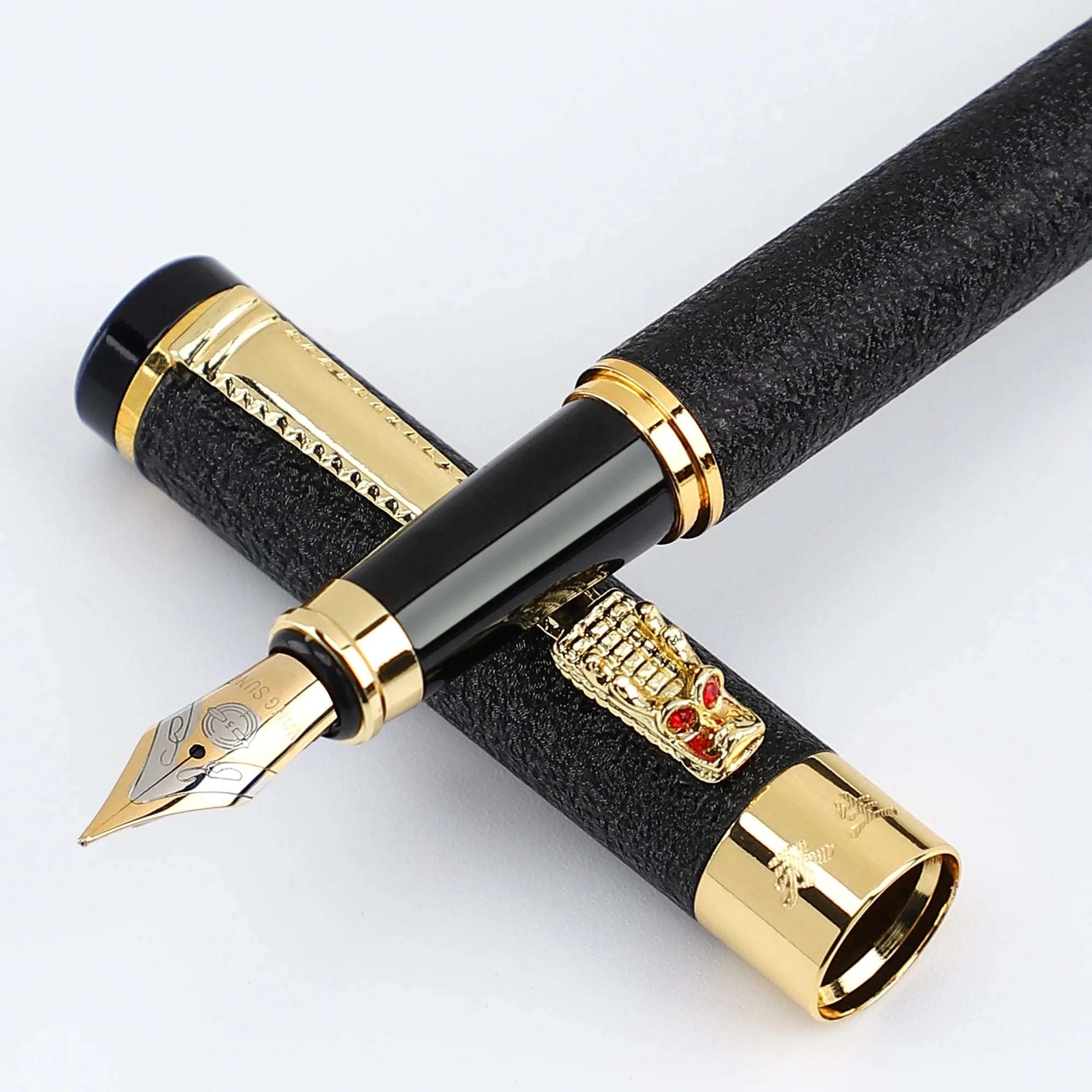 Scrub Metal Fountain Pen with 0.5mm Iridium Nib-1 pc black / F
