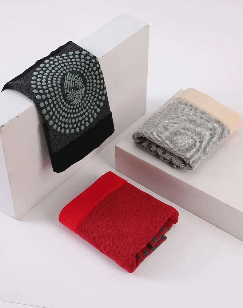 Seamless High Waist Abdomen Control Panties with Warming Support-black / L