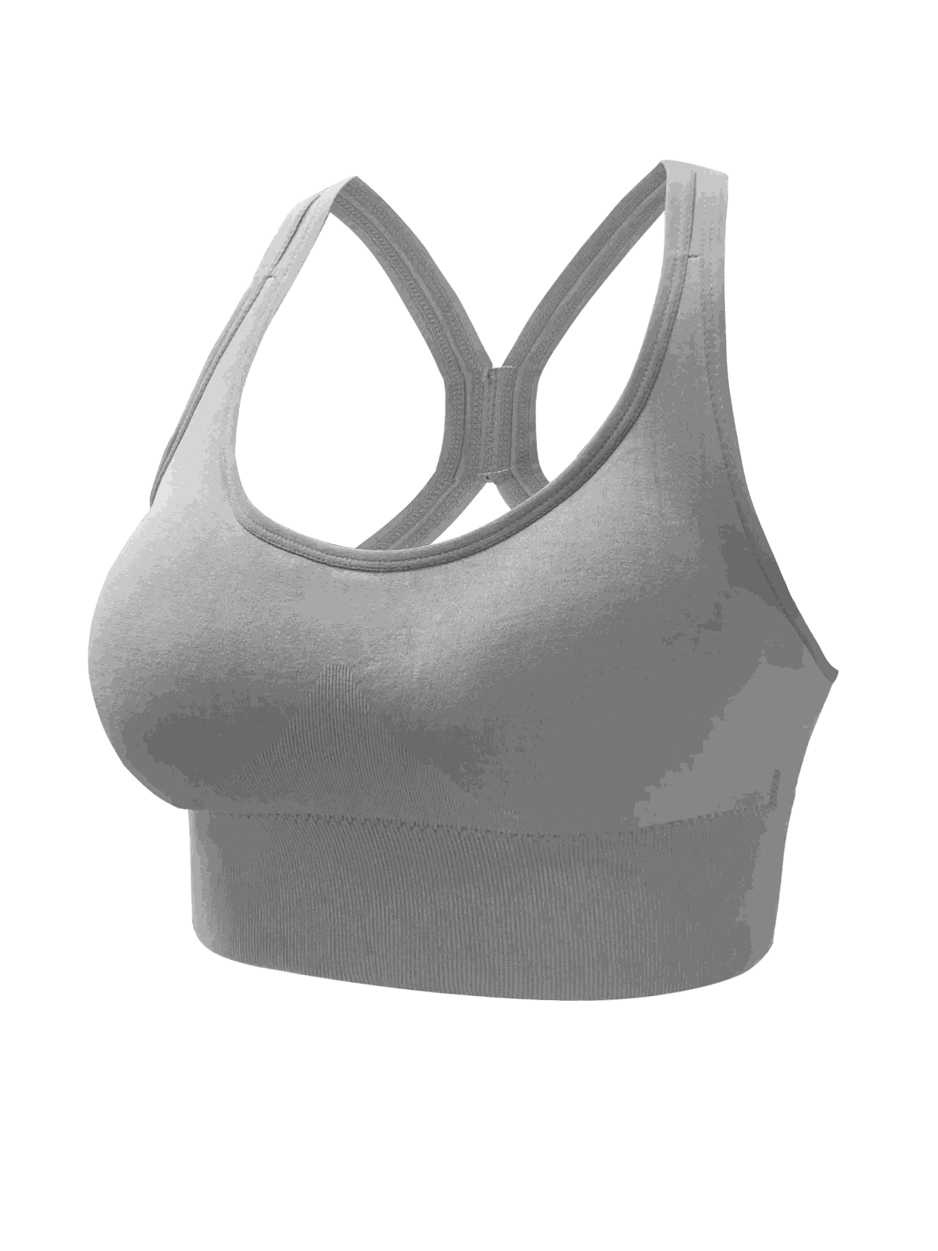 Seamless Yoga Tank Bra – Push-Up Support-GRAY / M
