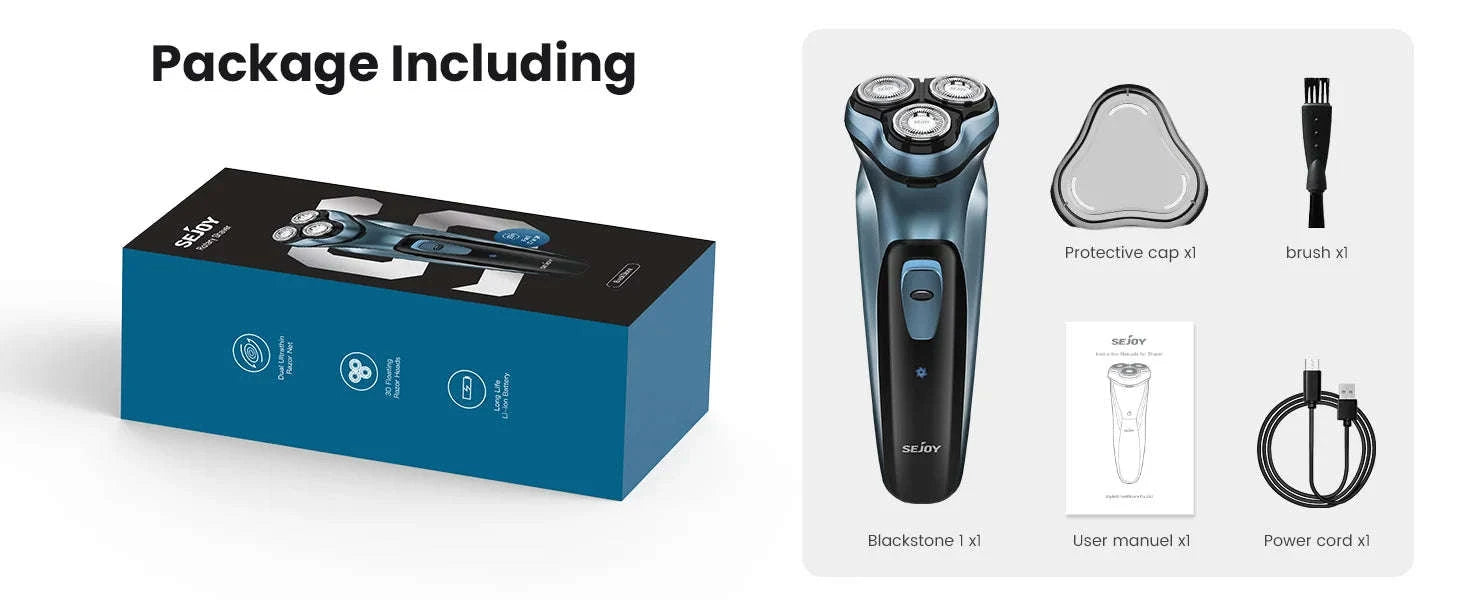 Sejoy Rechargeable Electric Razor for Men-Blue / United States