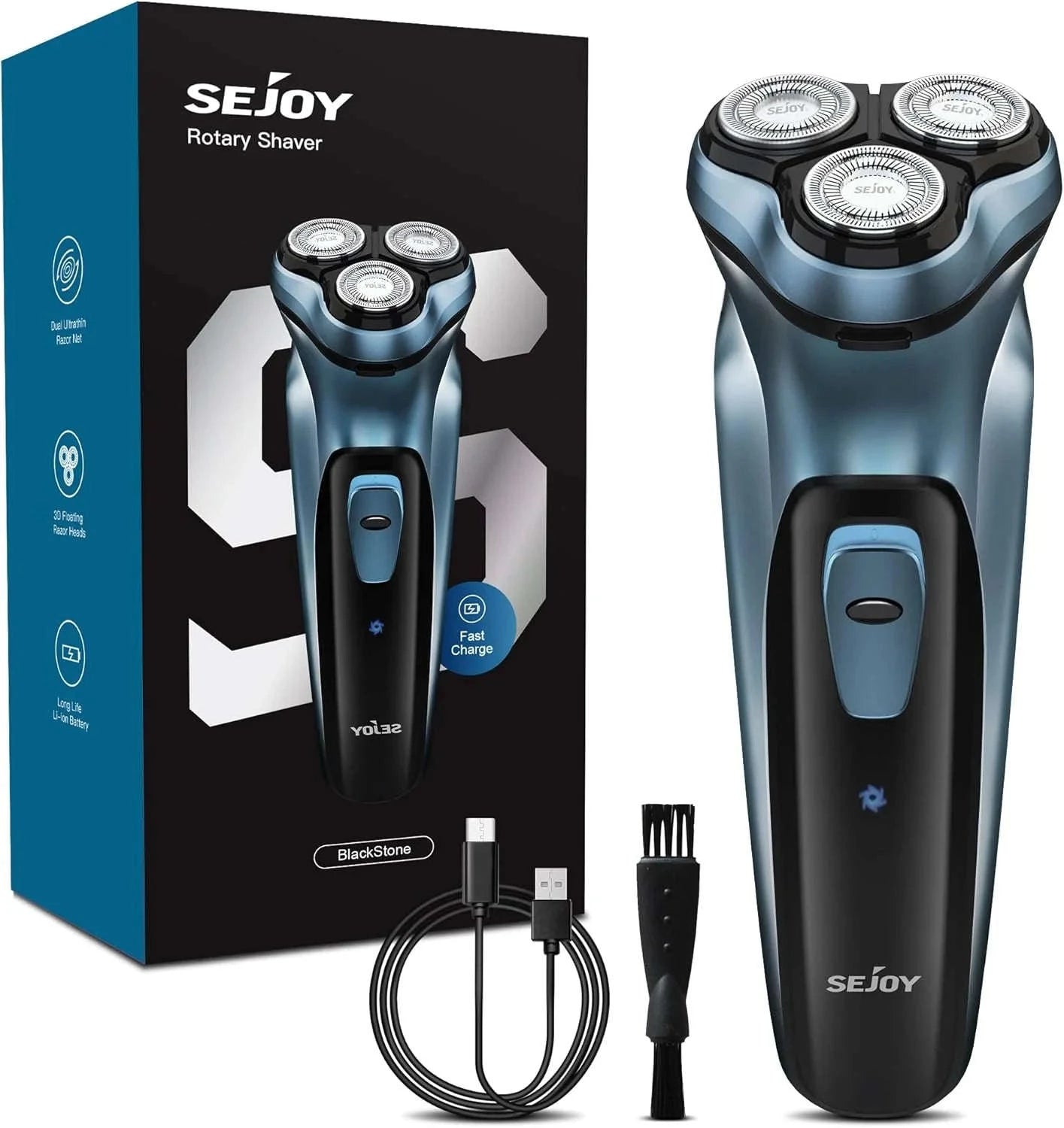 Sejoy Rechargeable Electric Razor for Men-Blue / United States