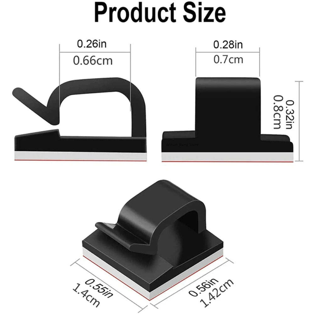 Self-Adhesive Cable Management Clips Pack-20PCS-Black