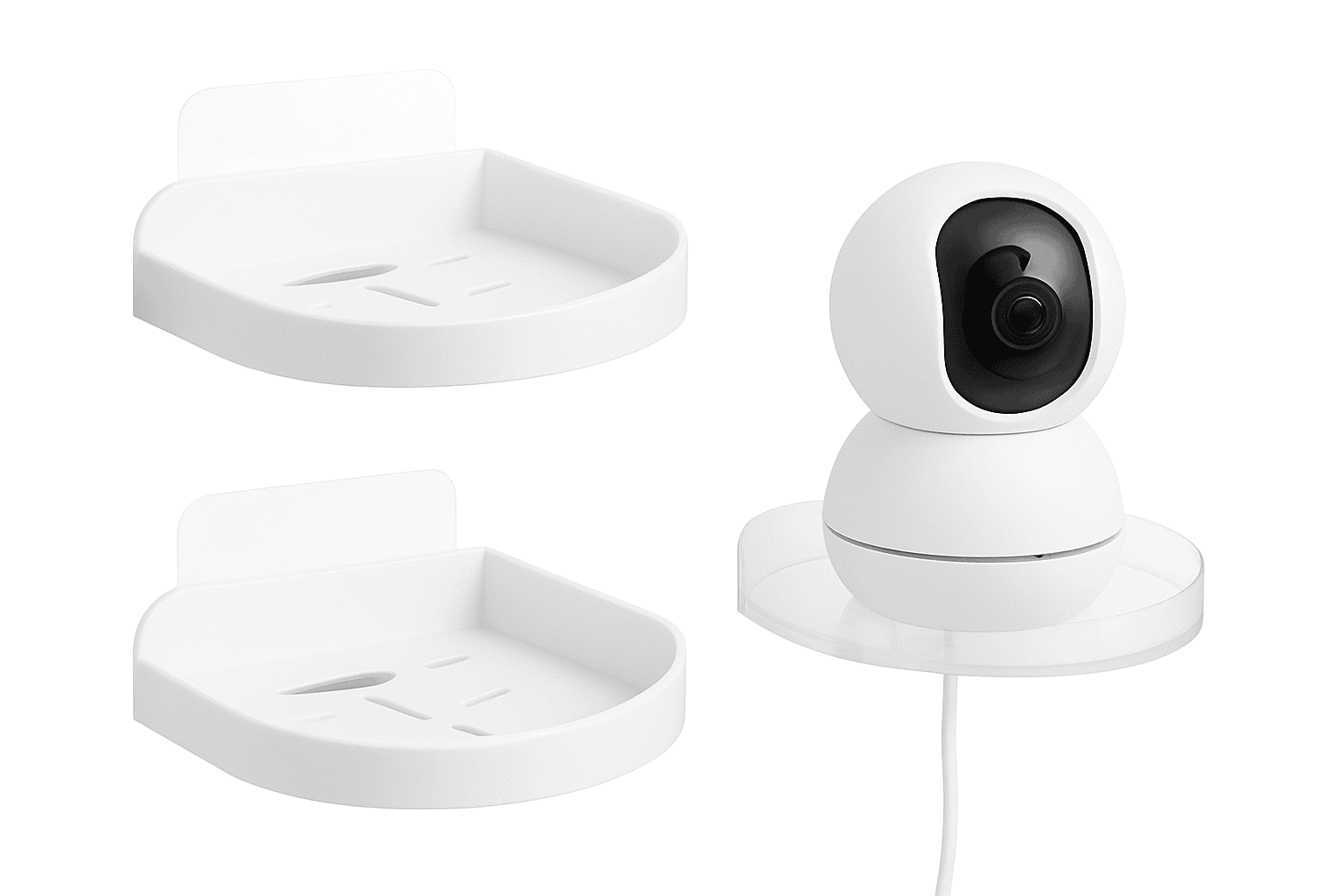 Self-Adhesive Wall Mount Shelf for Security Cameras & Baby Monitors-2X Clear