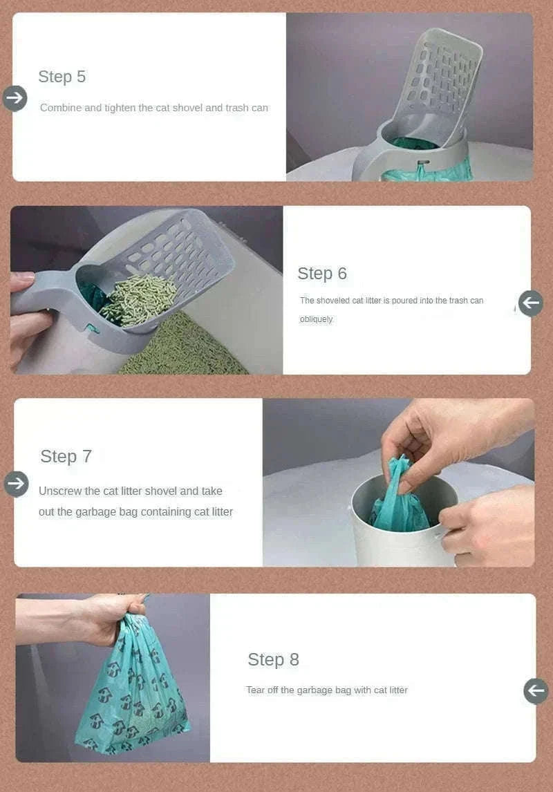 Self-Cleaning Cat Litter Scoop with Built-In Waste Bin-XXXS / a set