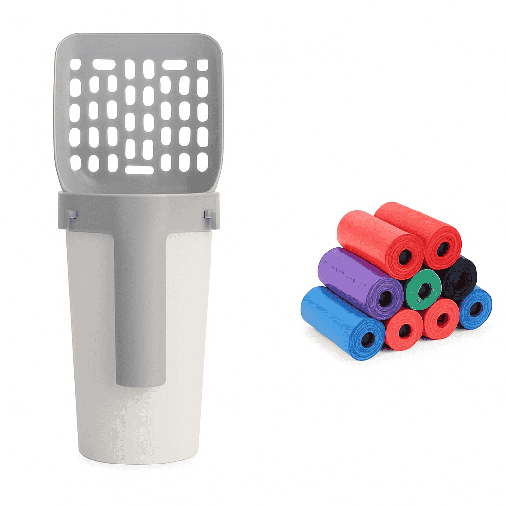 Self-Cleaning Cat Litter Scoop with Built-In Waste Bin-XXXS / a set