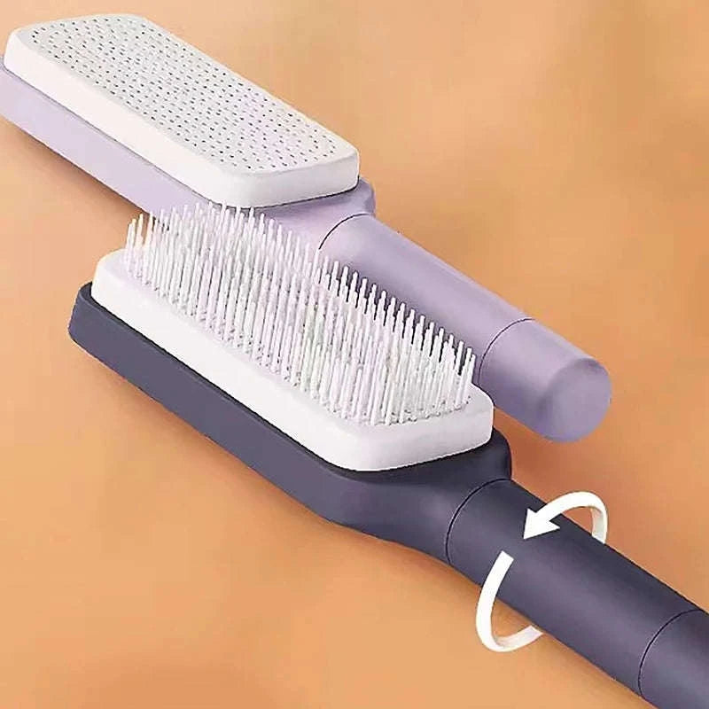 Self-Cleaning Hairbrush with Scalp Massager & Anti-Static Detangling-Light purple