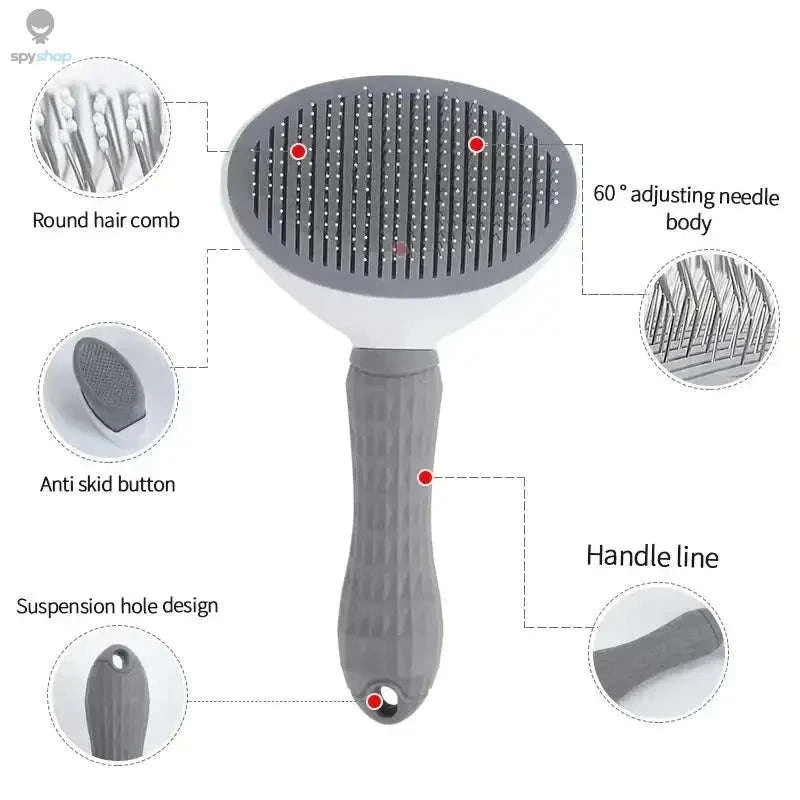 Self-Cleaning Pet Brush – Easy Grooming for a Healthier, Happier Coat-Gray