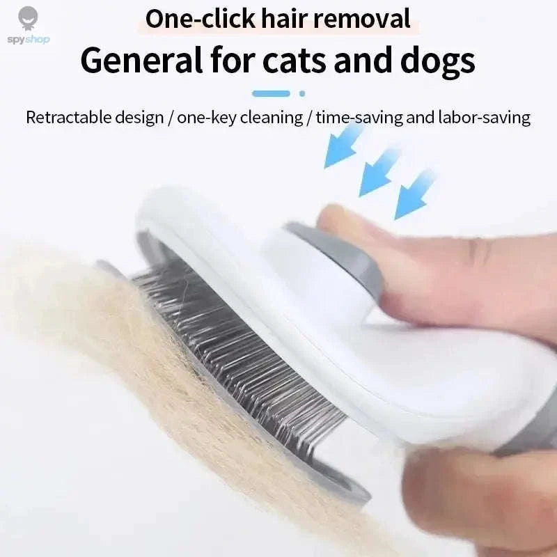 Self-Cleaning Pet Brush – Easy Grooming for a Healthier, Happier Coat-Gray