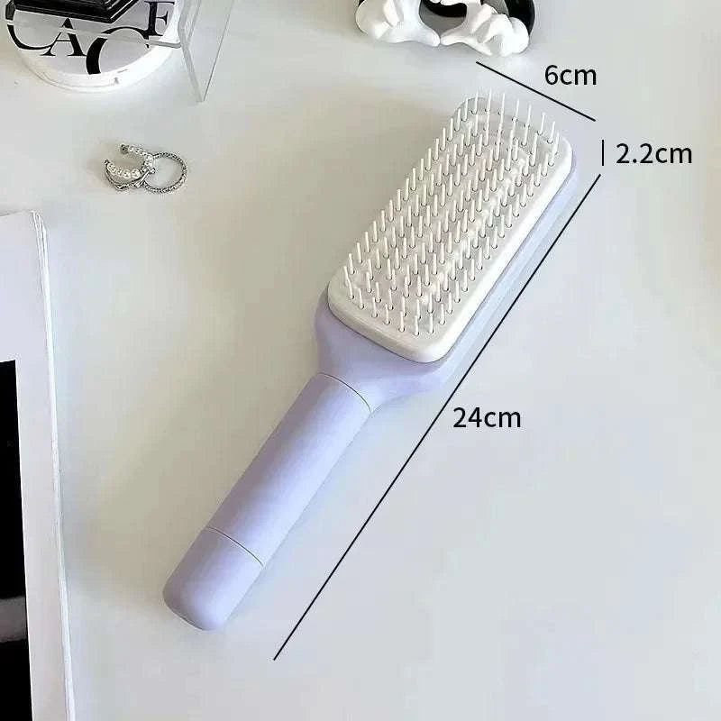 Self-Cleaning Rotating Hairbrush-Purple