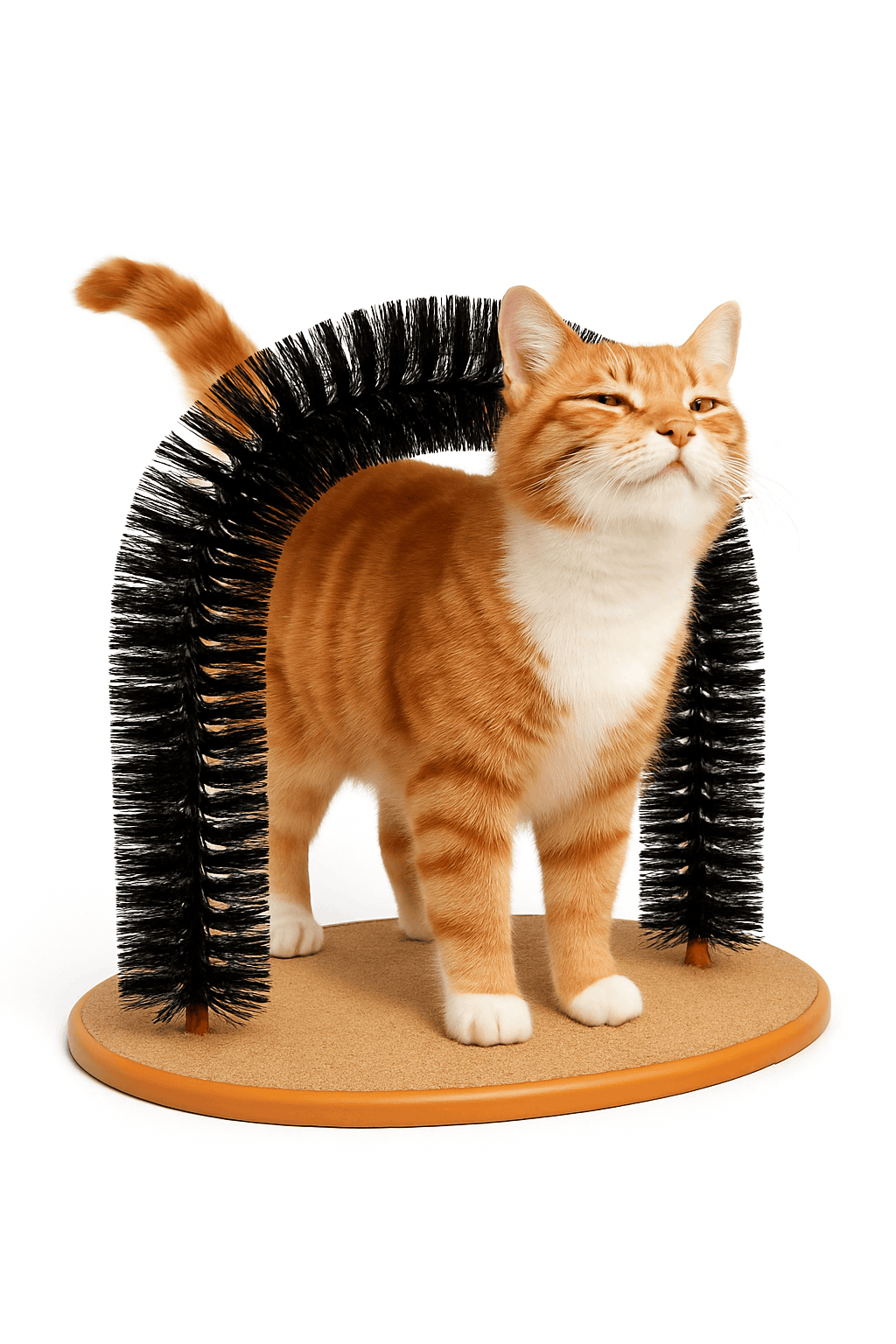 Self Grooming Cat Toy Arch with Massage Brush-black