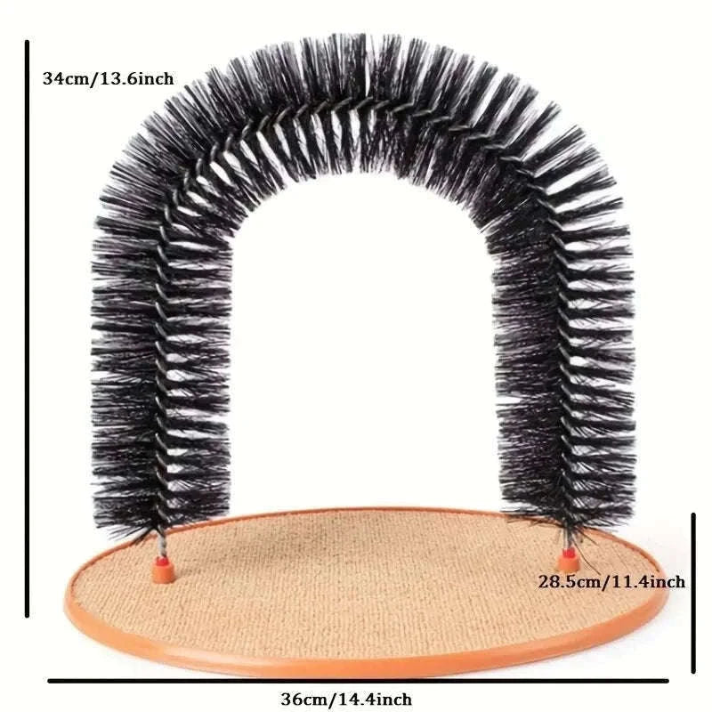 Self Grooming Cat Toy Arch with Massage Brush-black