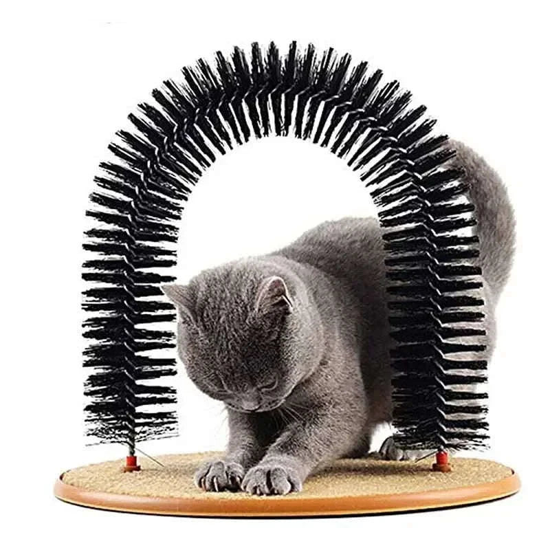 Self Grooming Cat Toy Arch with Massage Brush-black