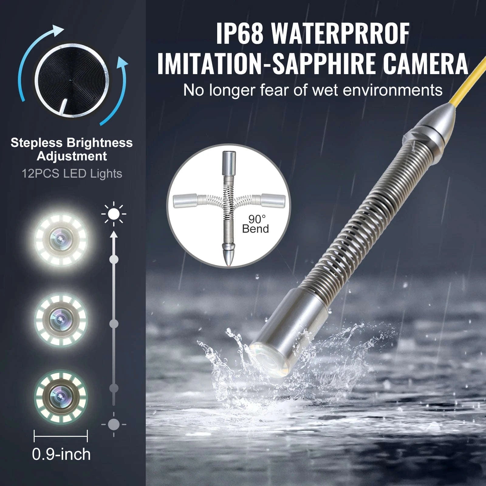 Self-Leveling Sewer Camera with 9-inch HD Screen-50M / Poland