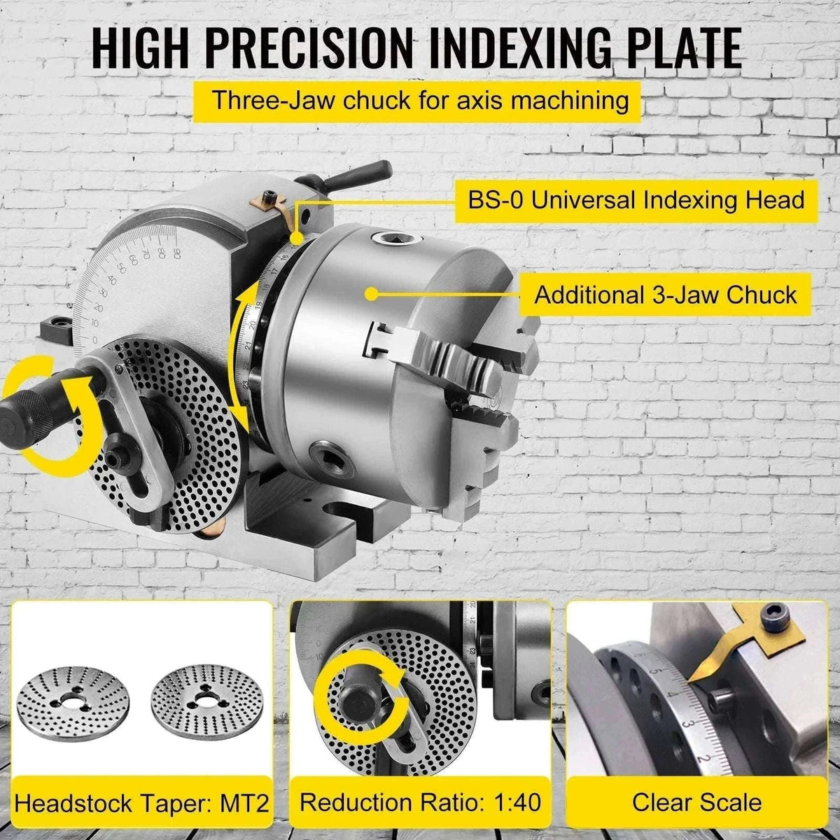 Semi-Universal Dividing Head 4"/5" 3-Jaw Chuck Milling Indexer Set-With 4In 3-Jaw Chuck / spain