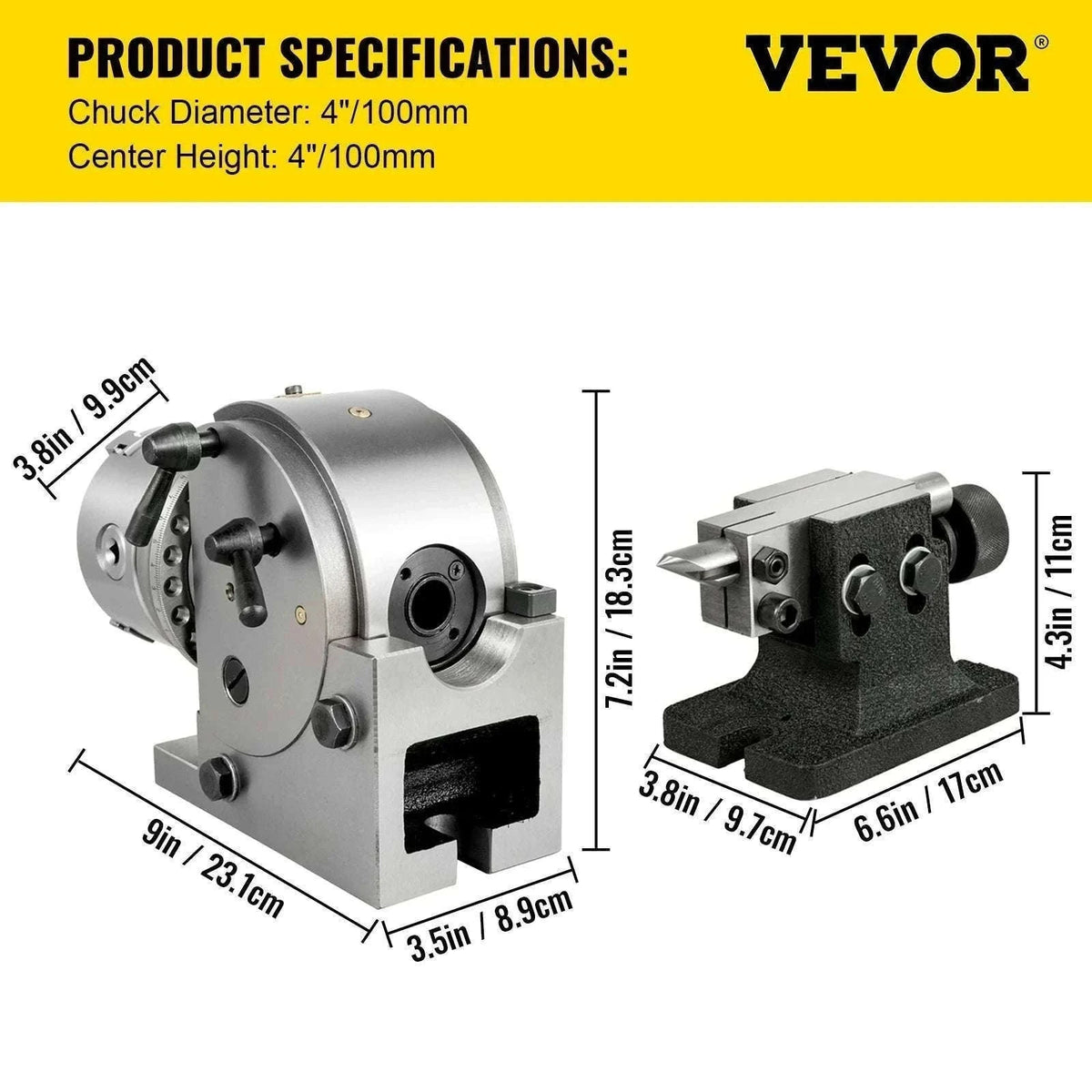 Semi-Universal Dividing Head 4"/5" 3-Jaw Chuck Milling Indexer Set-With 4In 3-Jaw Chuck / spain