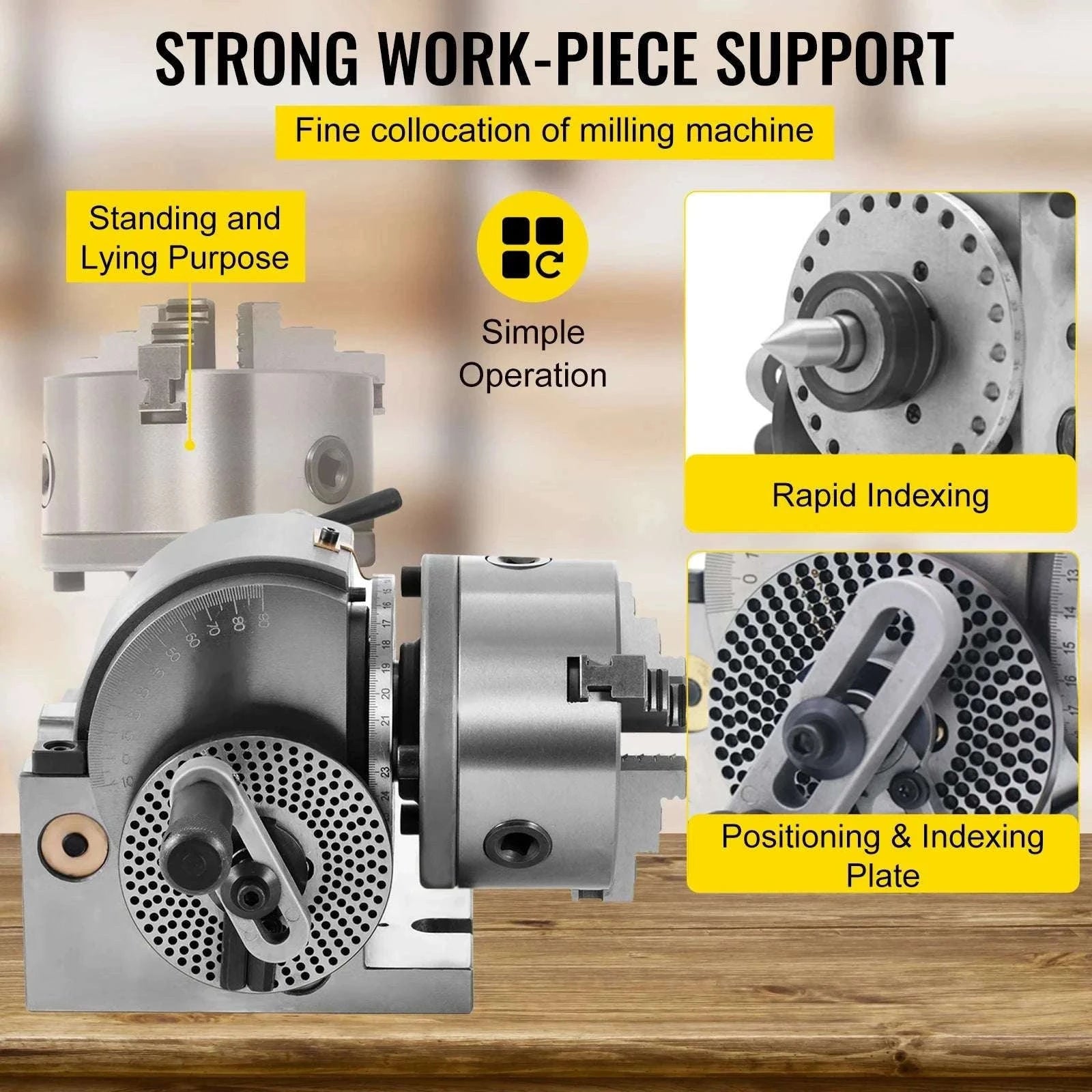 Semi-Universal Dividing Head 4"/5" 3-Jaw Chuck Milling Indexer Set-With 4In 3-Jaw Chuck / spain
