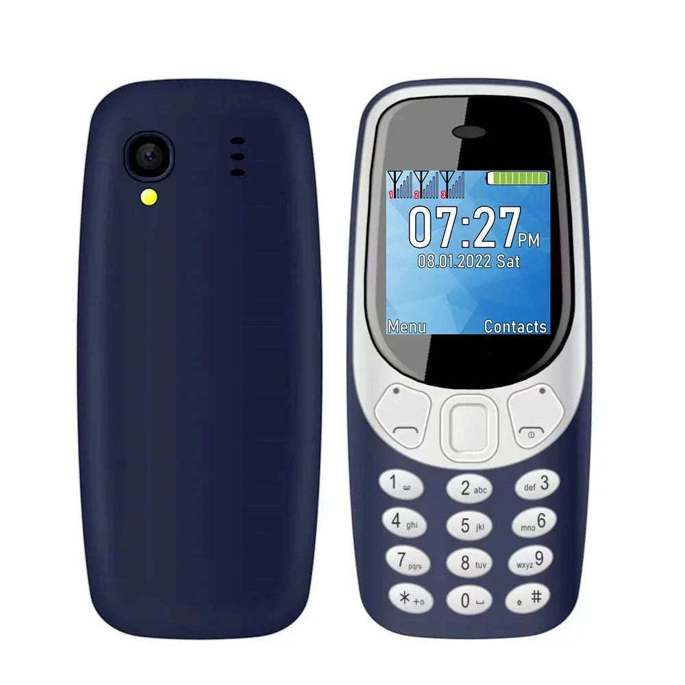 SERVO Mini GSM Phone with Bluetooth Dialing & Call Recording-Q3308 Blue