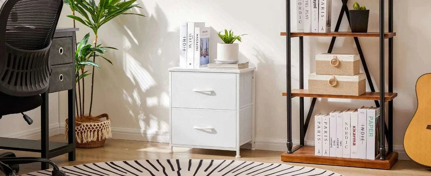 Set of 2 Fabric Drawer Nightstands with Storage and Metal Frame-1 Pack Black / GERMANY