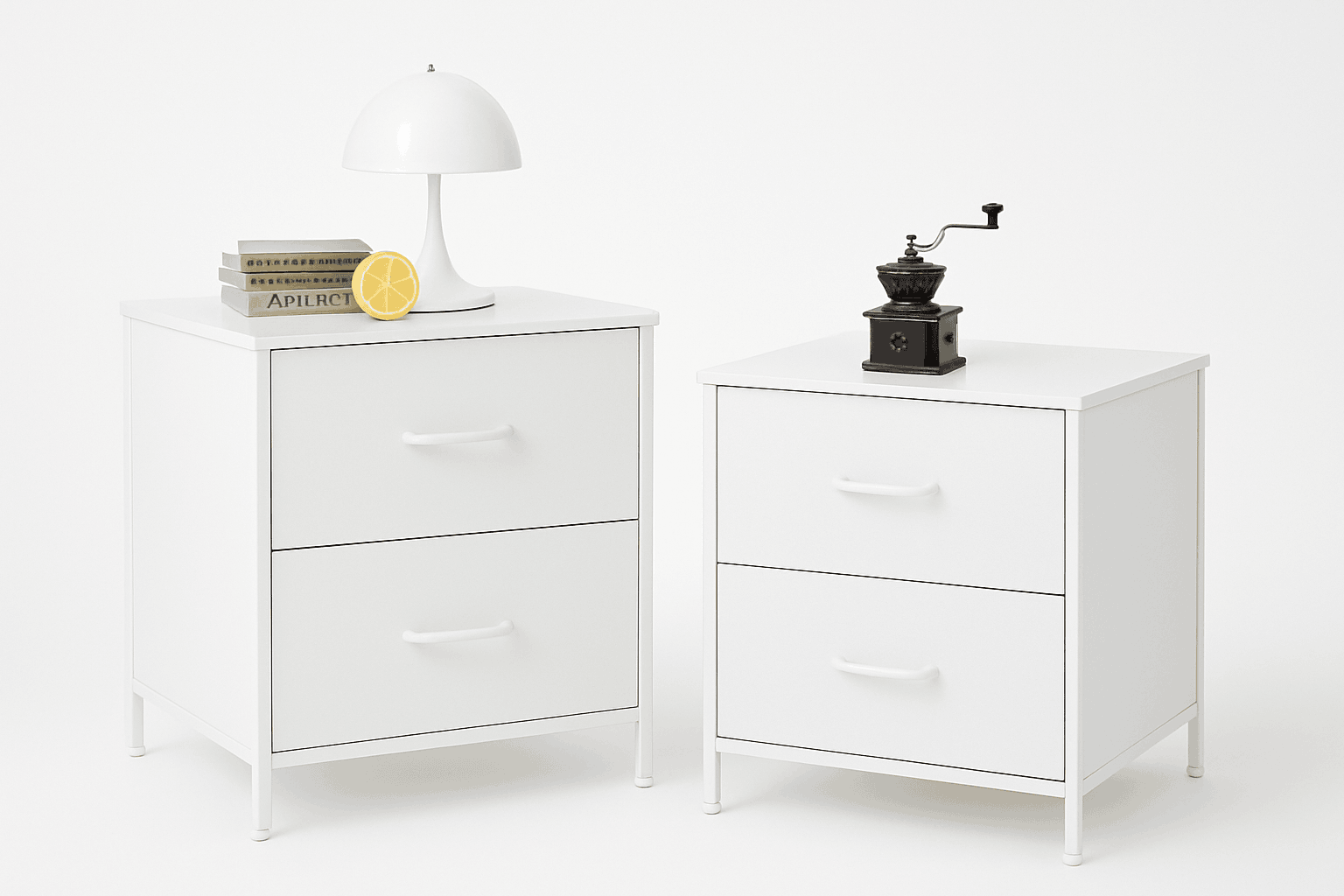 Set of 2 Fabric Drawer Nightstands with Storage and Metal Frame-1 Pack Black / GERMANY
