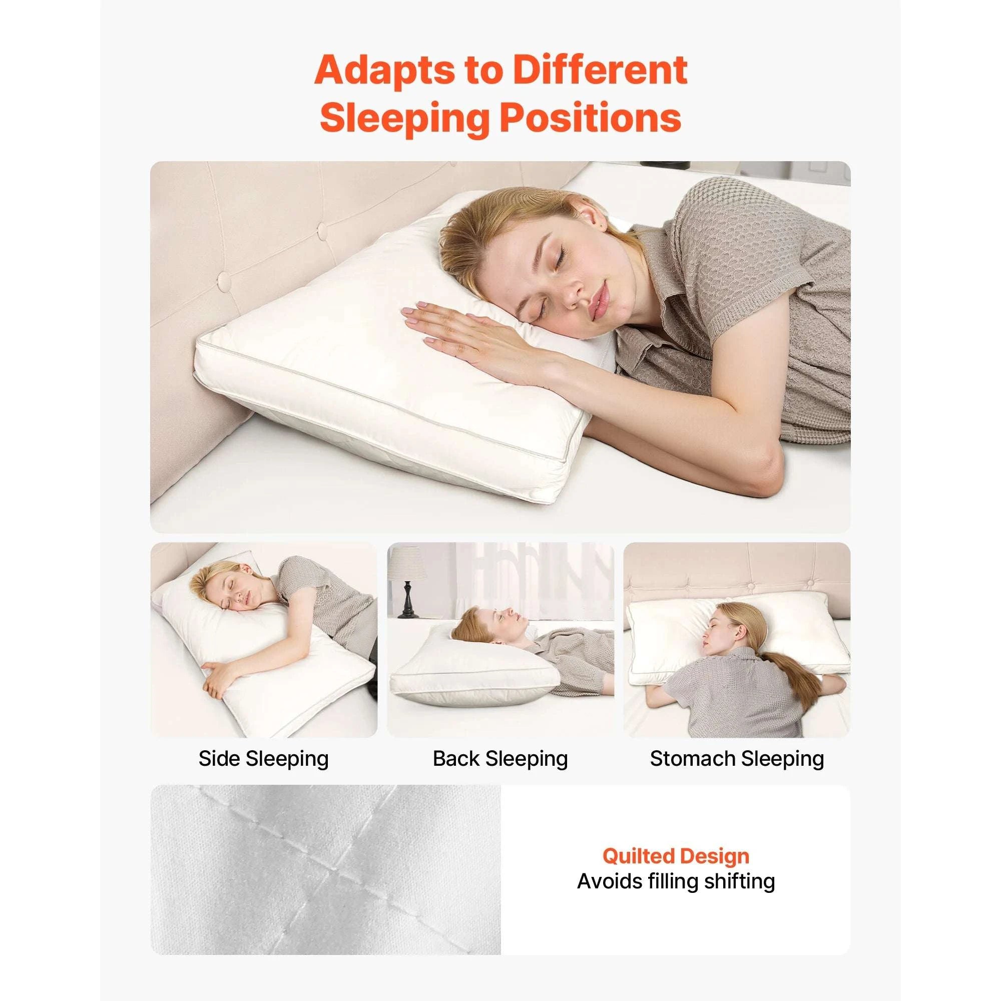 Set of 2 Goose Down Bed Pillows – Fluffy Neck Support for Deep Sleep-King / Poland