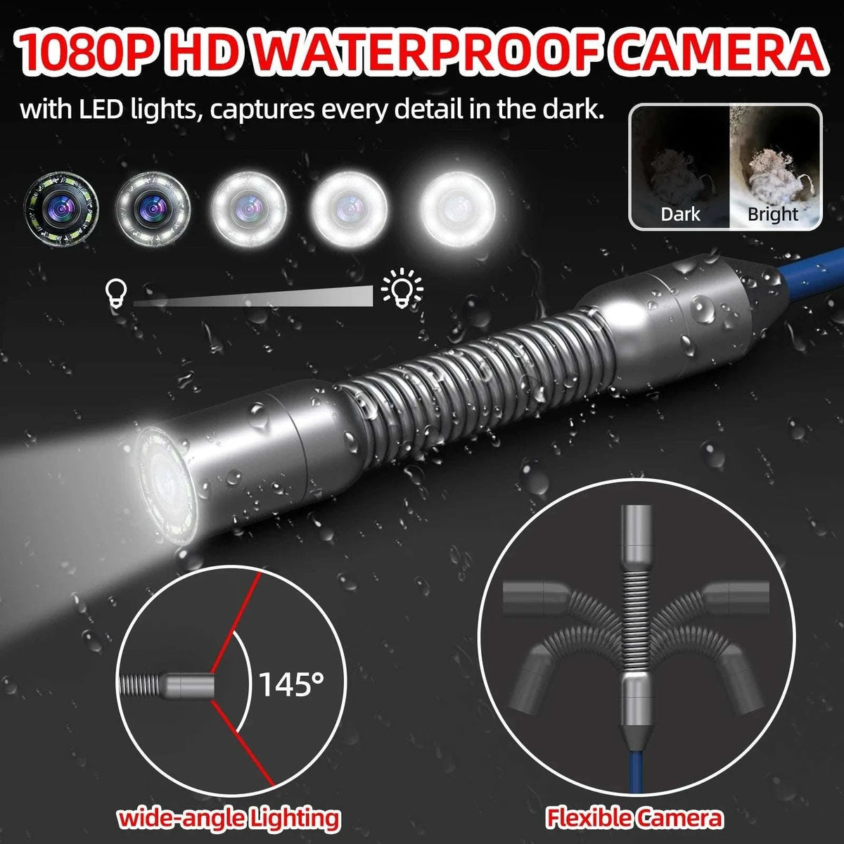 Sewer Inspection Camera 17mm LED Borescope with 4.3" Screen DVR-50M / 17mm / GERMANY