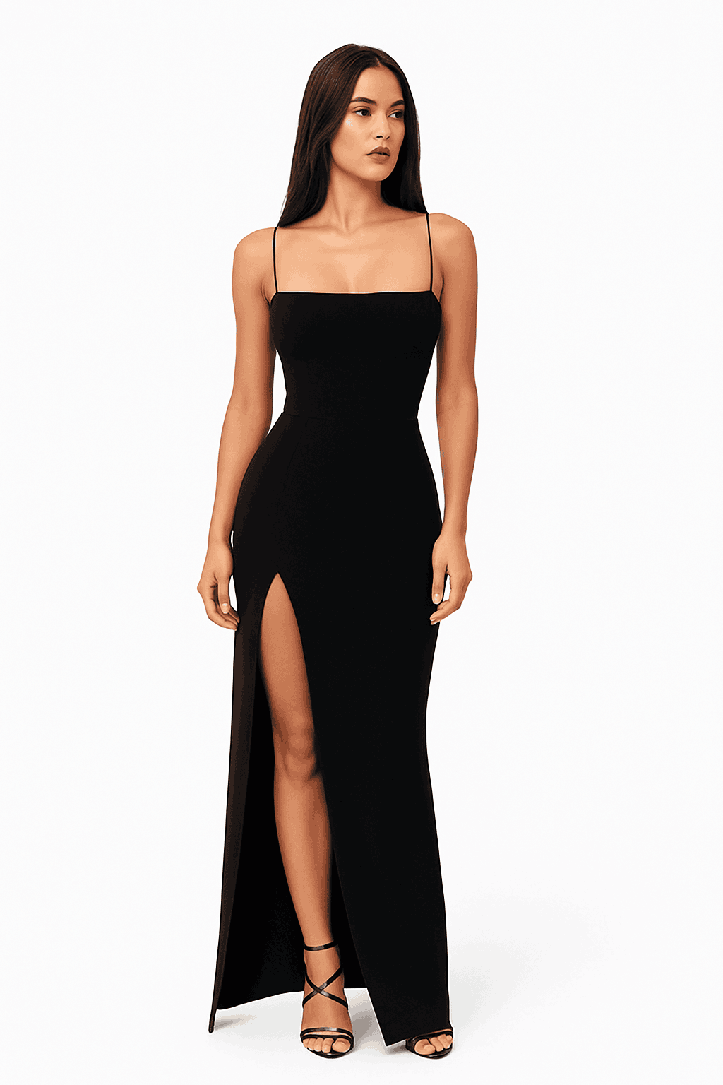 Sexy Bodycon Summer Dress with Side Split and Adjustable Straps-red / L