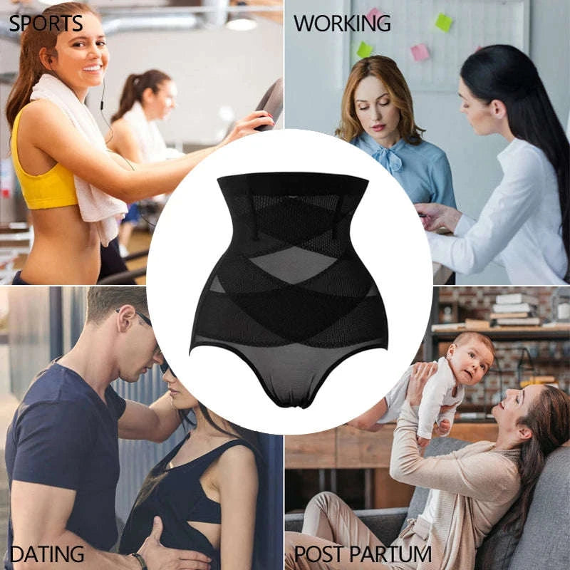 Sexy Cross Body Shaper High Waist Panties-M / Skin