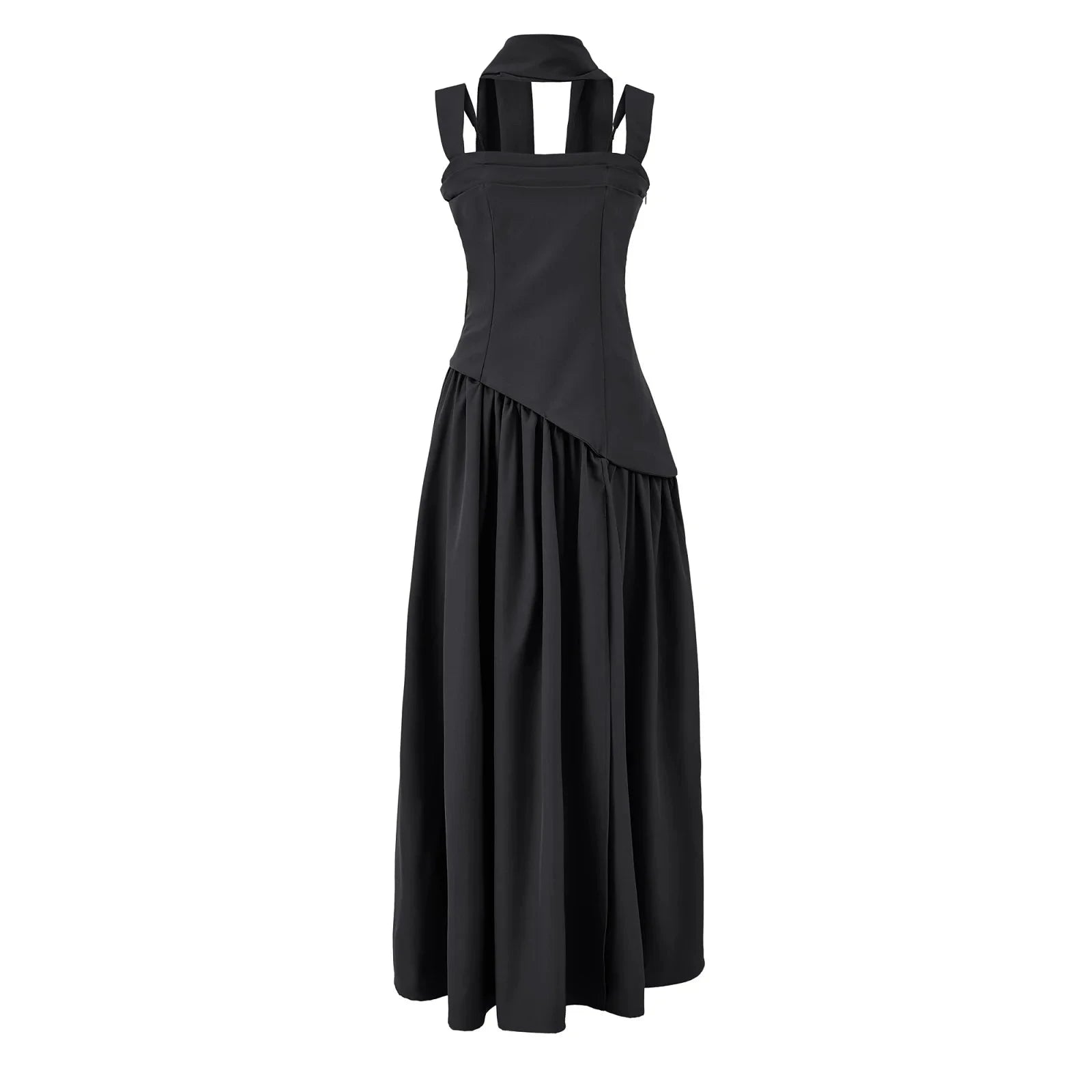 Sexy High Slit Midi Dress with Strapless A-Line Silhouette-S / 25100 dark green