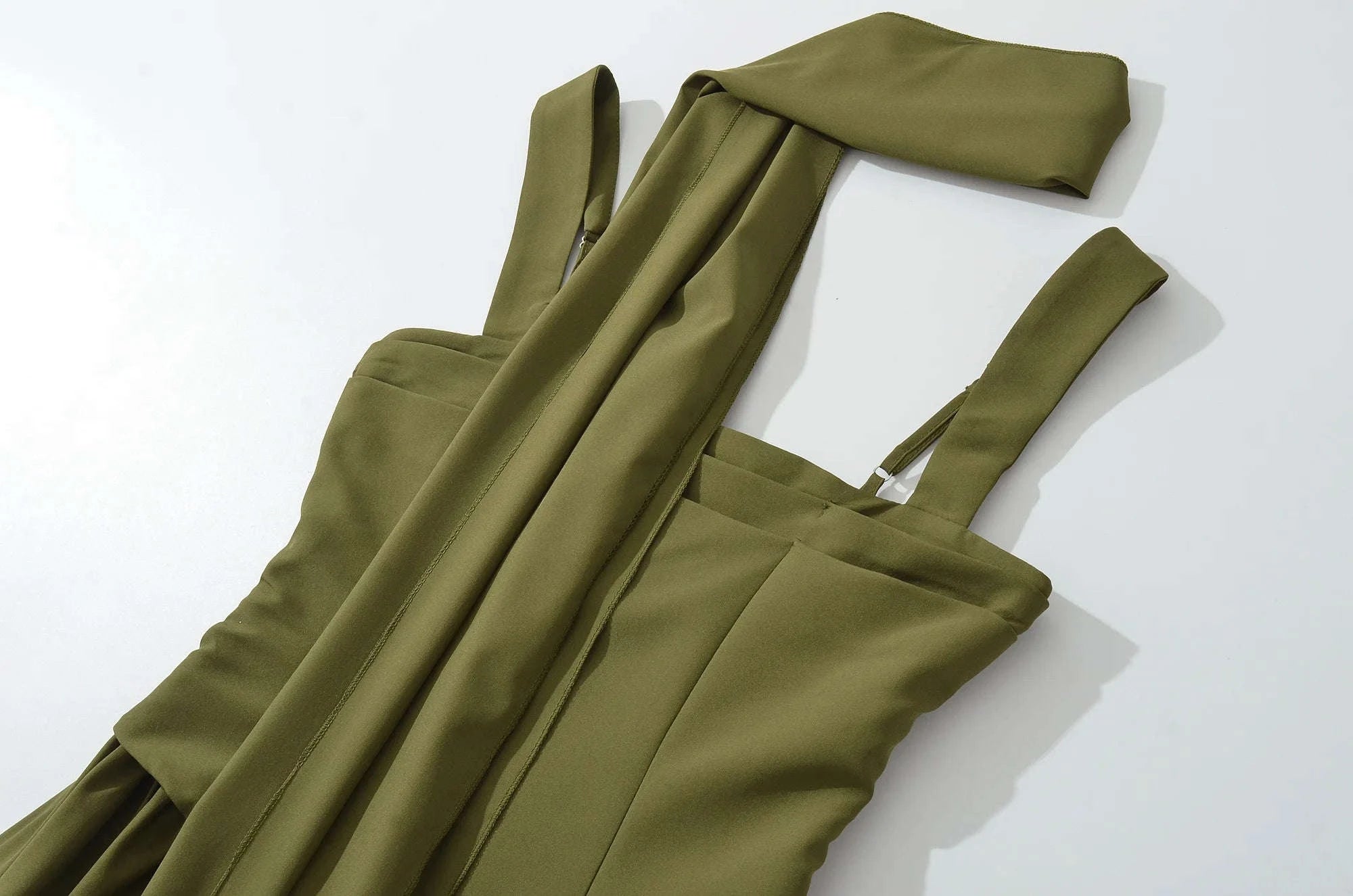 Sexy High Slit Midi Dress with Strapless A-Line Silhouette-S / 25100 dark green