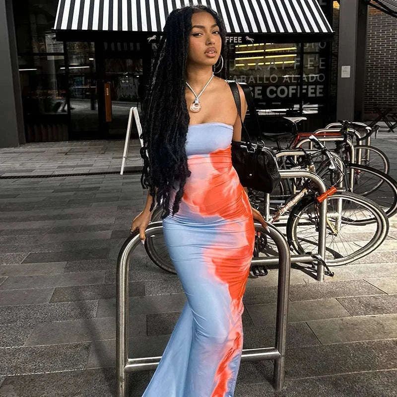 Sexy Off-Shoulder Backless Long Summer Dress-L / blue