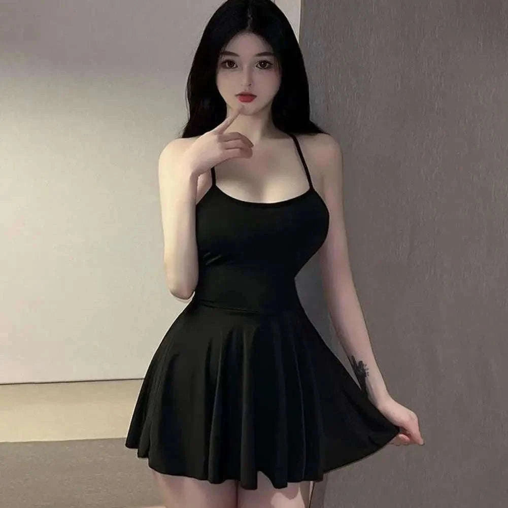 Sexy Pleated Micro Mini Dress with Ruffled Backless Design-B / CN